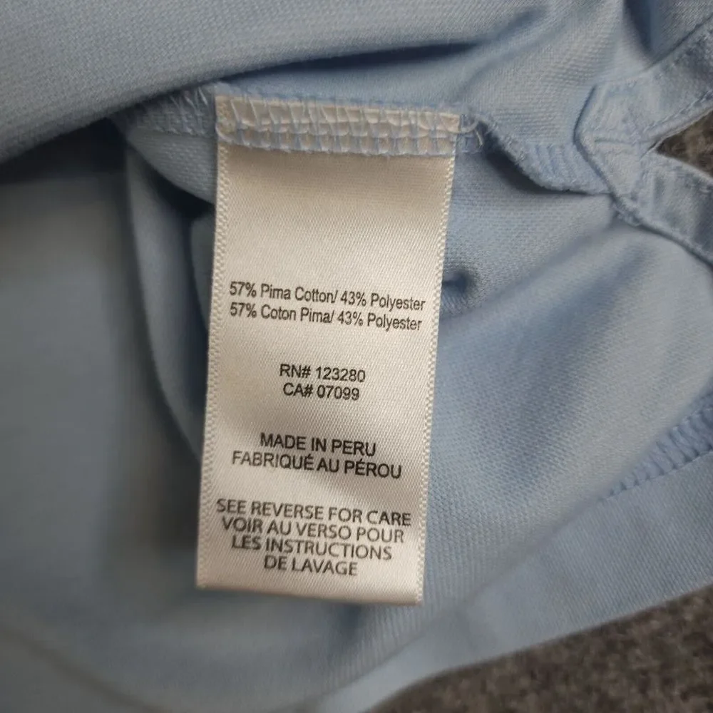Travis Mathew Polo 2XL Light Blue Solid Gray Pocket Golf‎ Pima Cotton Polyester